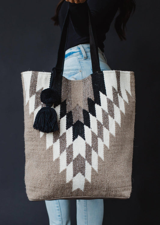 Taupe, Cream & Black Aztec Tote